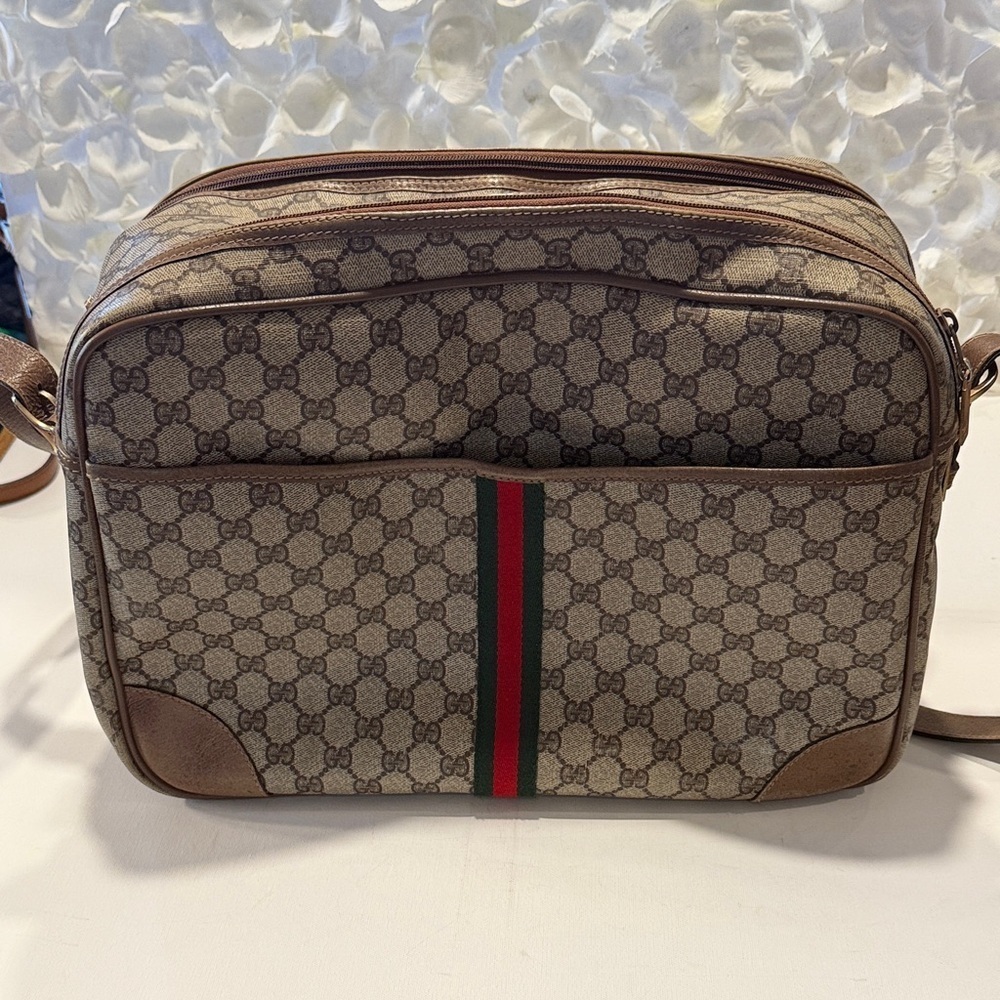 Gucci Beige and Brown Monogram Travel Bag